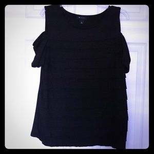 Ruffle "cold shoulder" shirt